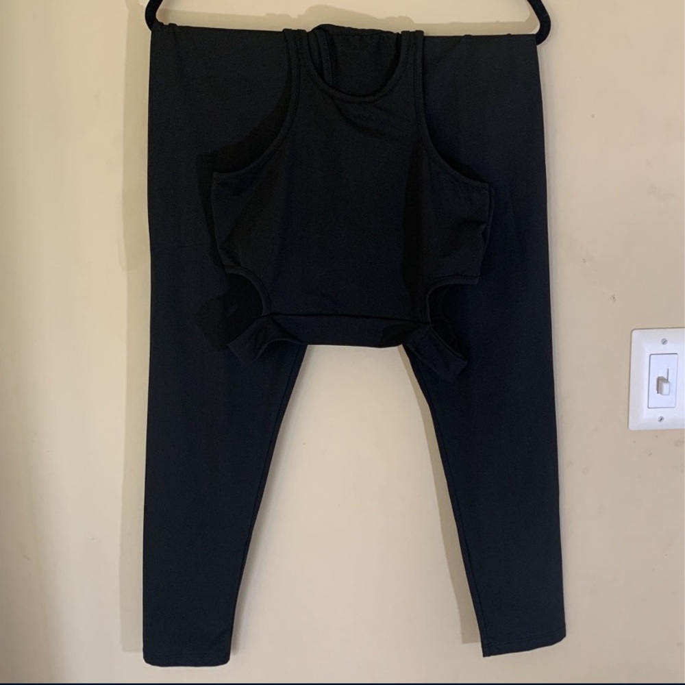 Full Black Yoga Workout Outfit Shein Bottom - M/L